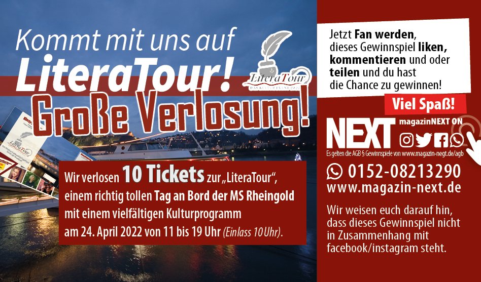 LiteraTour am 24.04.2022 auf dem Rhein (beginnt am 16.03.2022 und endet am 31.03.2022)