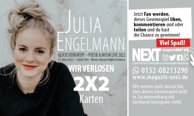 Julia Engelmann “Glücksverkatert” am 11.05.2022 in Koblenz (beginnt am 16.04.2022 und endet am 26.04.2022)