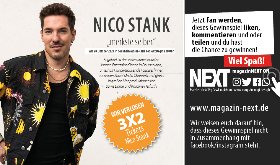 Verlosung Nico Stank, merkste selber – Tickets für den 05. November in der Rhein-Mosel-Halle
