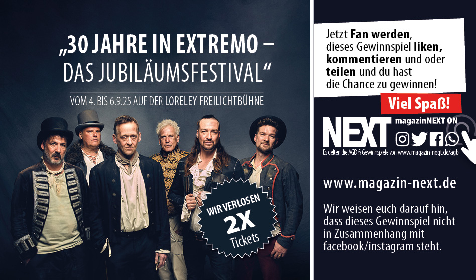 Verlosung, 30 Jahre in Extremo – das Jubiläumsfestival auf der Loreley