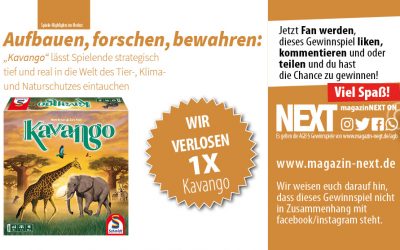 Verlosung, Spiel Kavango, aufbauen, forschen, bewahren