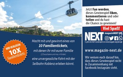 Verlosung, Seilbahn Koblenz – Familientickets