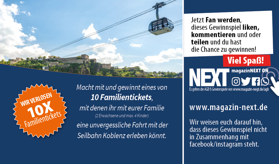 Verlosung, Seilbahn Koblenz – Familientickets