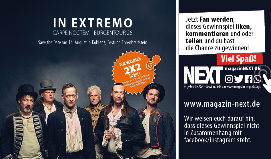 Verlosung, In Extremo, Tickets für den 14. August in Koblenz, Festung Ehrenbreitstein