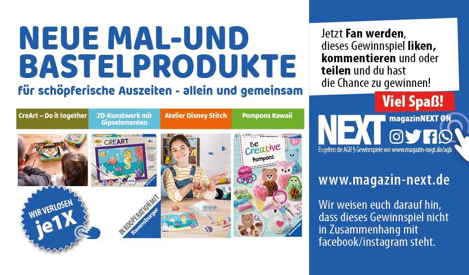 Verlosung, neue Mal- und Bastelprodukte von Ravensburger